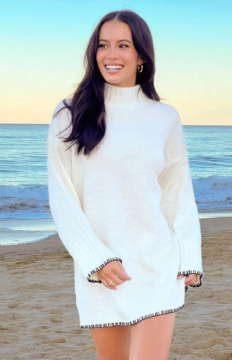 Flynn Cream Sweater Dress - US 8