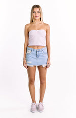 Found Love Floral Light Wash Denim Skirt Image