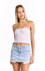Found Love Floral Light Wash Denim Skirt Image