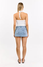 Found Love Light Wash Denim Low Rise Mini Skirt Image