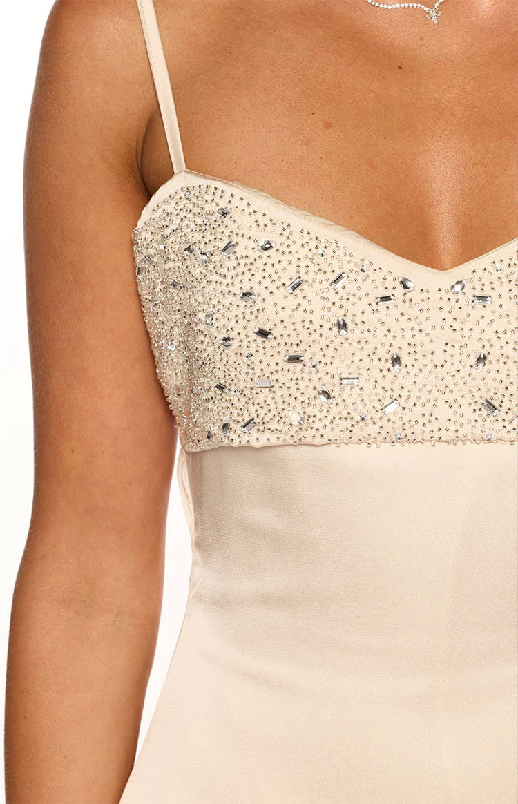 Fran Cream Sequin Contrast Party Mini Dress - US 0 | Beginning Boutique exclusive Fran Cream Sequin Contrast Party Mini Dress - US 0 | Beginning Boutique exclusive