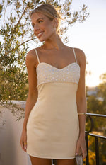 Fran Gold Sequin Contrast Party Mini Dress - US 14