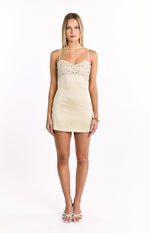 Fran Gold Sequin Contrast Party Mini Dress Image