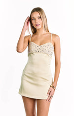 Fran Gold Sequin Contrast Party Mini Dress - US 14