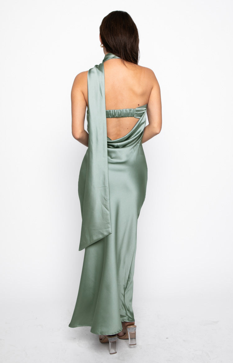 Francese Khaki Scarf Midi Dress Image