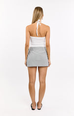 Frazer Blue Stripe Tie Side Mini Skirt Image