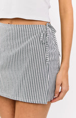 Frazer Blue Stripe Tie Side Mini Skirt Image