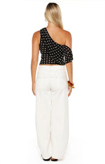 Freddie White Denim Barrel Leg Jeans