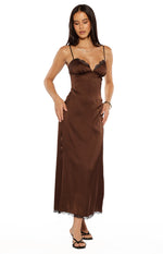 Freilla Brown Satin Midi dress Image