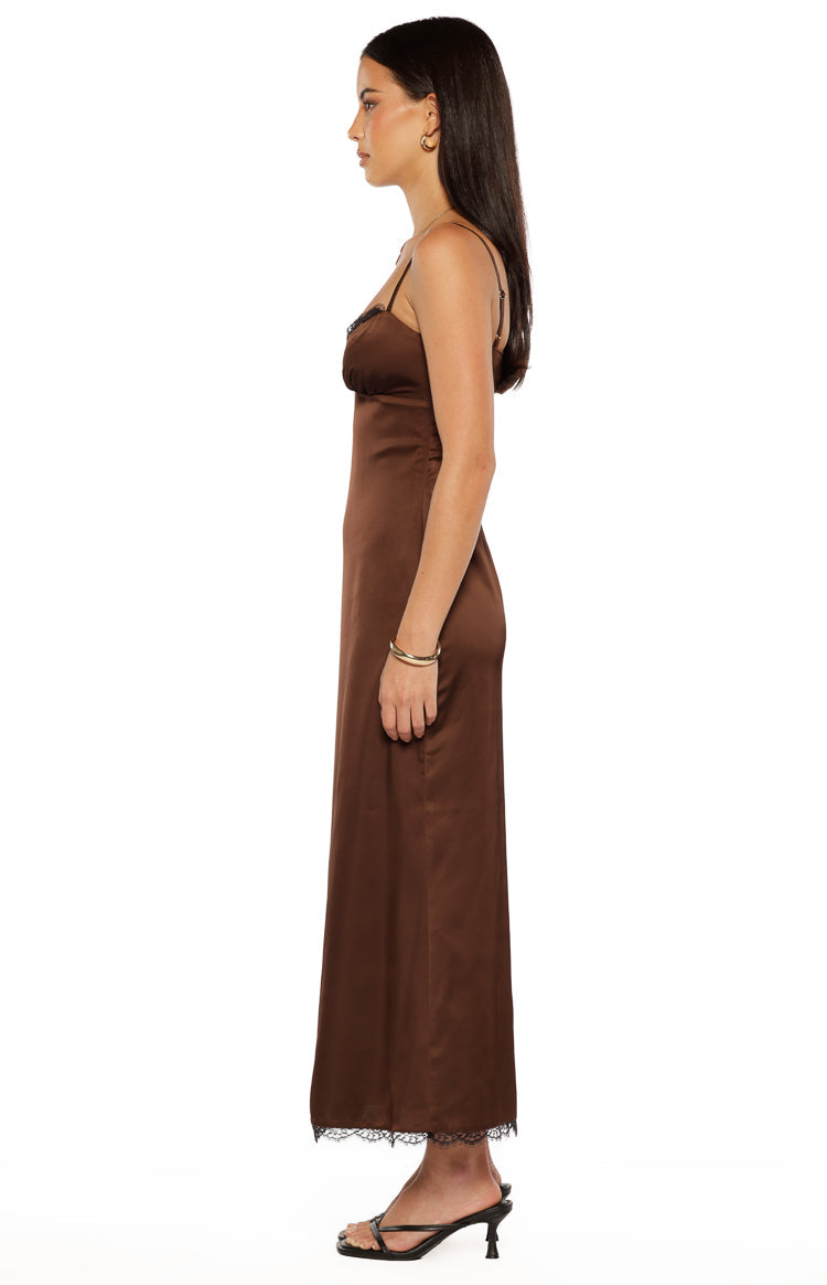 Freilla Brown Satin Midi dress Image