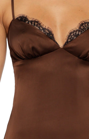 Freilla Brown Satin Midi dress