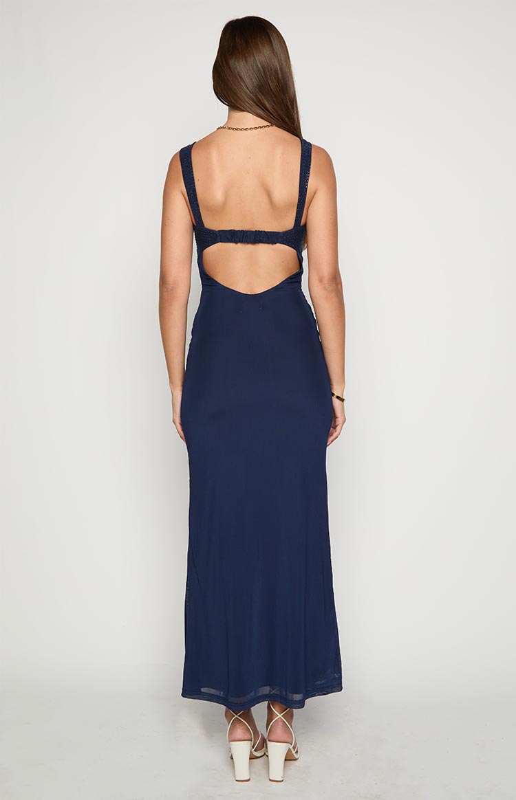 Gabriella Navy Mesh Maxi Dress Image