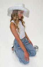 Gem Diamante Trim Wide Leg Denim Jeans