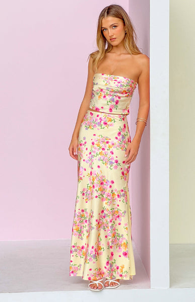 genevieve glitter maxi dress Yellow Bloom Skirt - US 4 Mint green