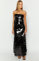 Beginning Boutique Genevieve Black Sequin Maxi Skirt black maxi skirt with large scattered sequins