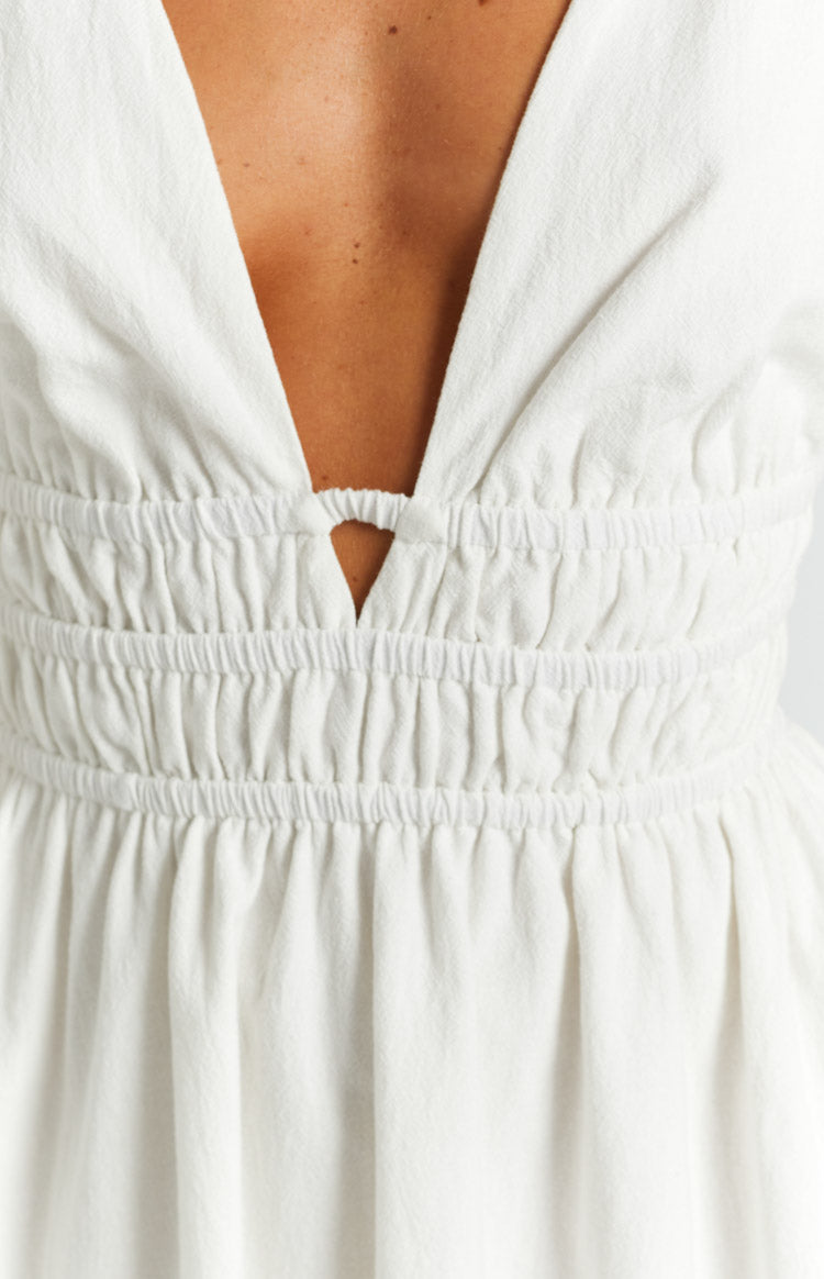 Genovia Crinkle White Mini Dress Image