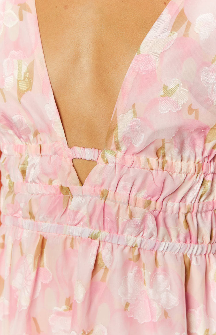 Genovia Pink Floral Chiffon Mini Dress Image