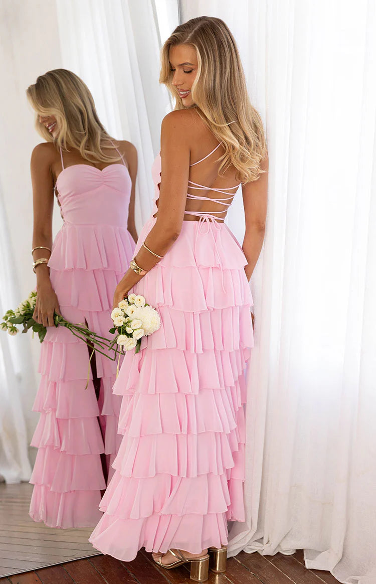 Georgie Pink Ruffle Prom Dress - PRE ORDER Image