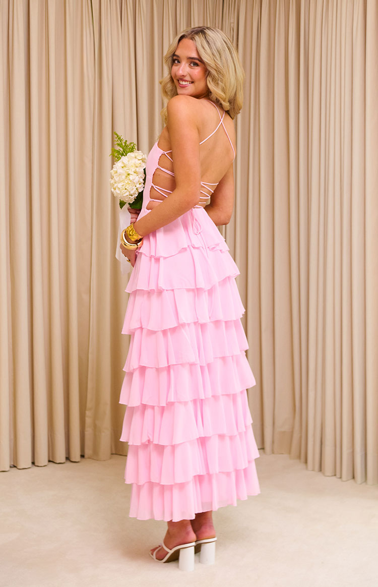 chiffon cutout ruffle maxi dress in pink Georgie 36.0 Waist Size:Pre-Order 12 Mac duggal LABOR Princess Polly Women's Canino