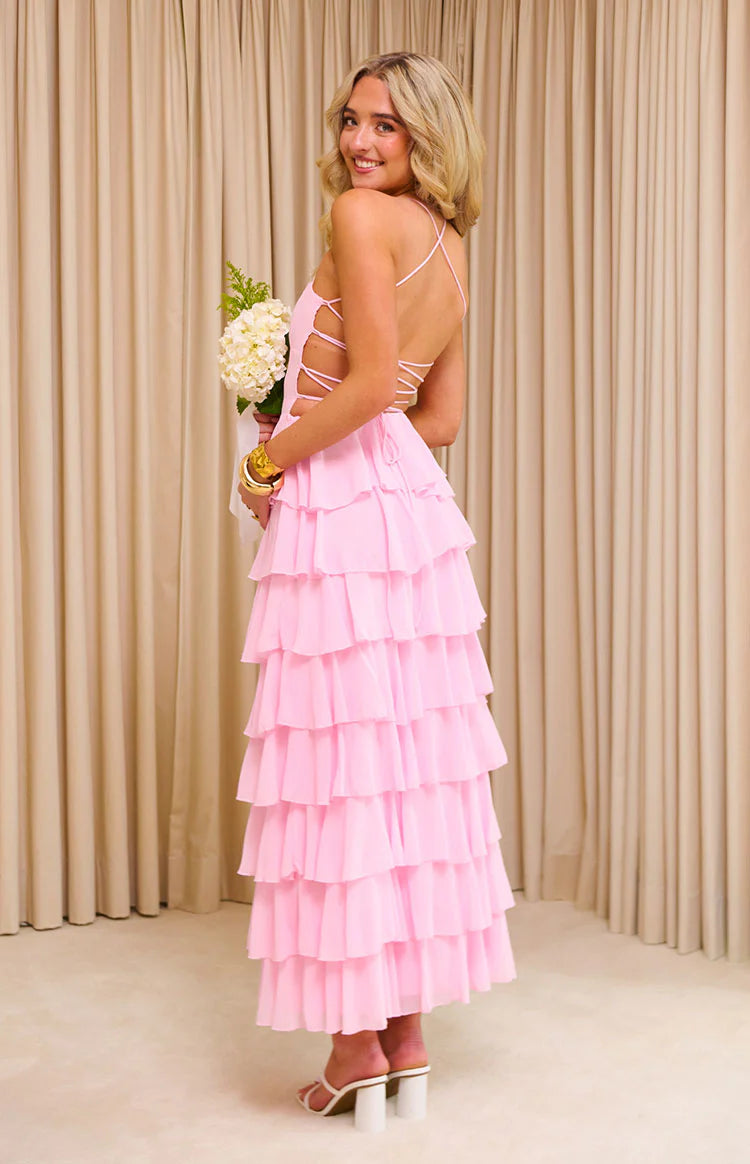 Georgie Pink Ruffle Prom Dress Georgie Pink Ruffle Prom Dress
