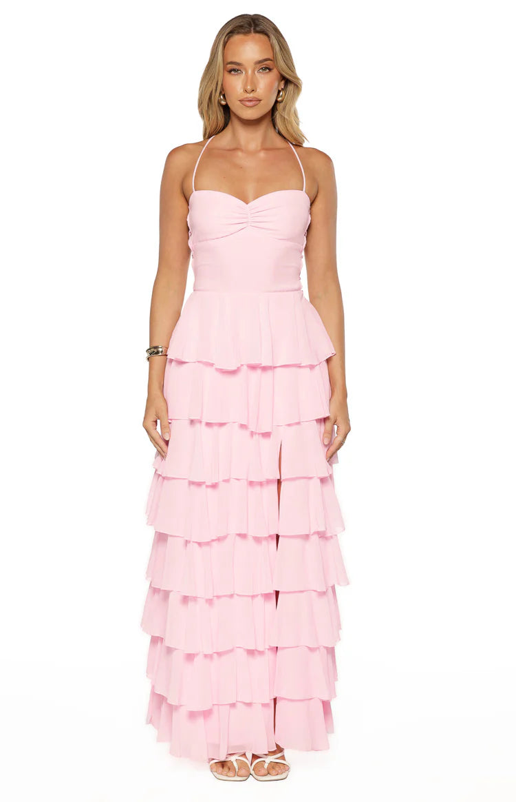 Georgie Pink Ruffle Prom Dress | Beginning Boutique US Georgie Pink Ruffle Prom Dress | Beginning Boutique US
