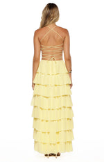 Georgie Yellow Ruffle Maxi Dress - PRE ORDER