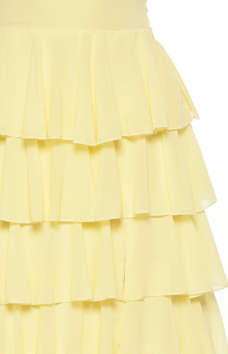 Georgie Yellow Ruffle Maxi Dress - PRE ORDER