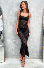 Gigi Black Lace Midi Dress Image