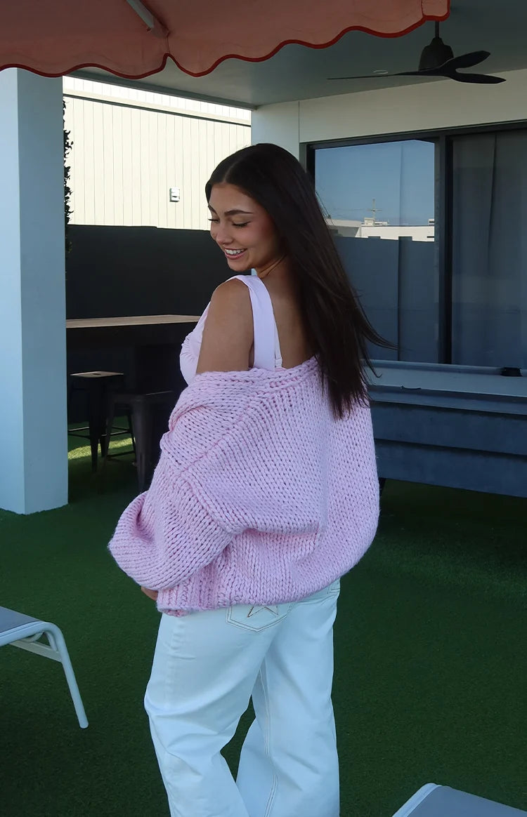 Sorbet Pink Chunky Cardigan