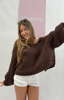 Holiday Chocolate Brown Tie Up Knit Cardigan