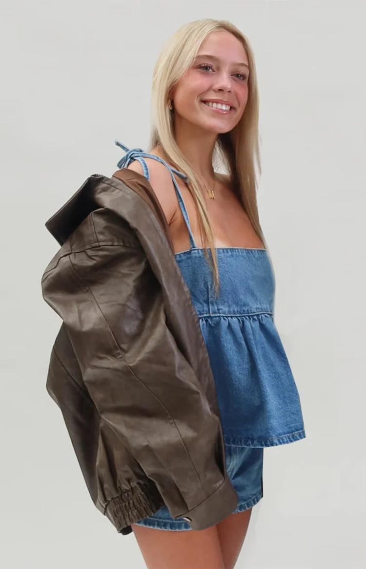 Mollie Mid Wash Denim Low Rise Stud Denim Shorts