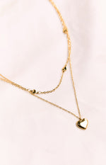 Gold Heart Double Chain Necklace Image