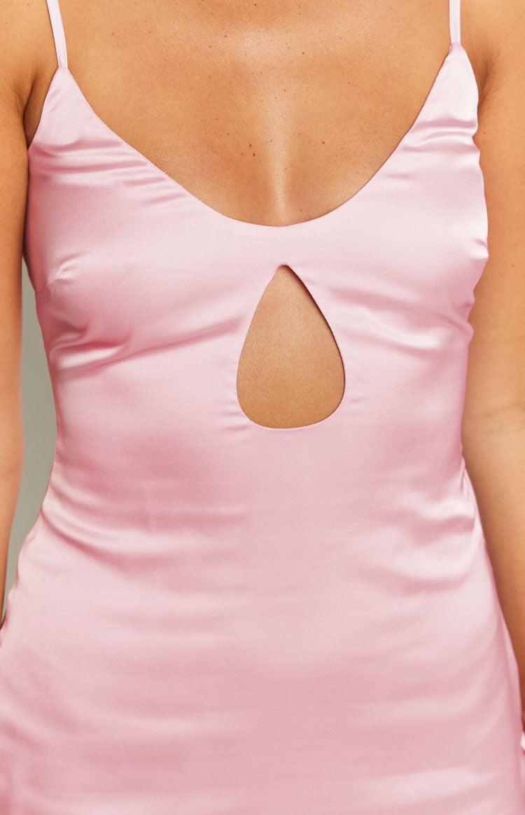 Golden Hour Pink Satin Mini Dress – Beginning Boutique US