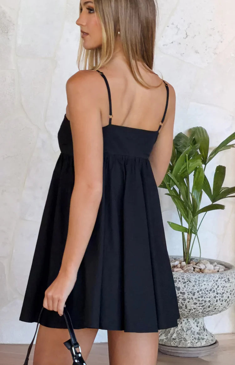 Gracelyn Black Eyelet Embroidered Mini Dress - US 14