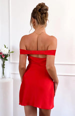 Gracie Red Off Shoulder Party Mini Dress