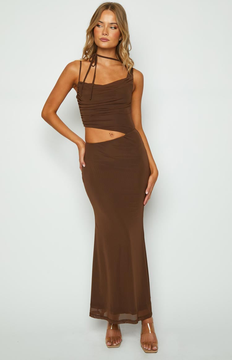 brown dress top ASOS DESIGN ribbed scoop neck tank top mini dress in brown
