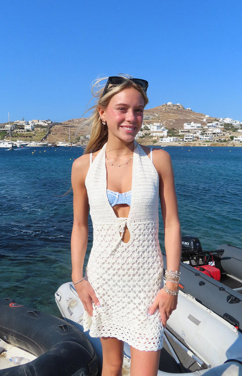 Tulip Cream Crochet Mini Dress