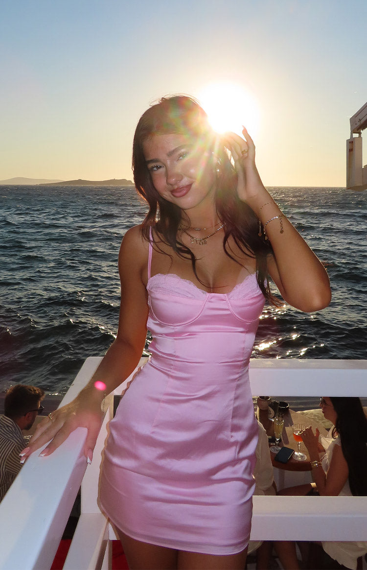 pink dress holiday Trouble Light Mini AC3