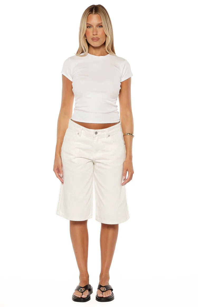 Greta White Denim Shorts