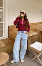 She's Yours Light Wash Denim Wide Leg Boyfriend Jeans