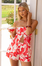 Ailany Red Floral Shorts Image