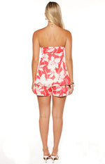 Ailany Red Floral Strapless Longline Top Image