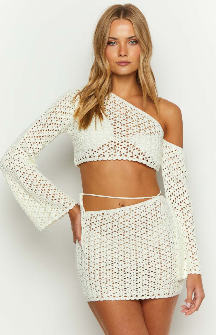 Hadie White Crochet Off Shoulder Top – Beginning Boutique US