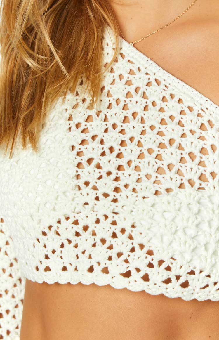 Hadie White Crochet Off Shoulder Top Image