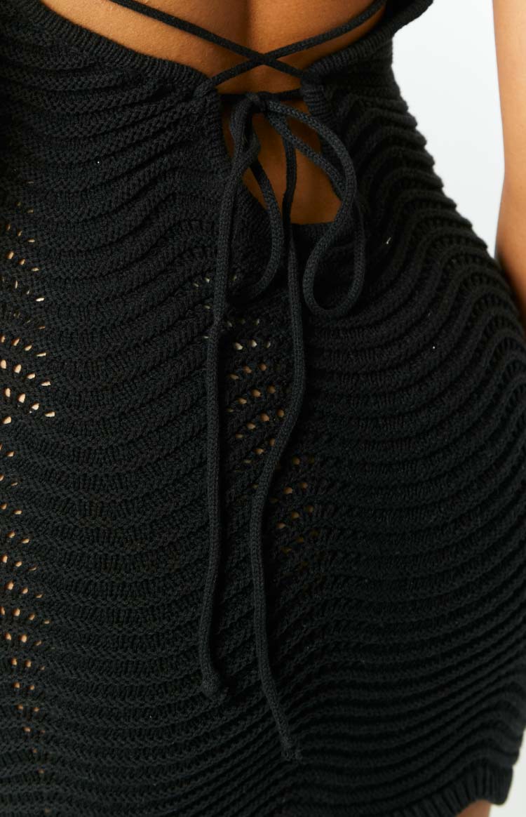 Haisley Black Knit Mini Dress Image