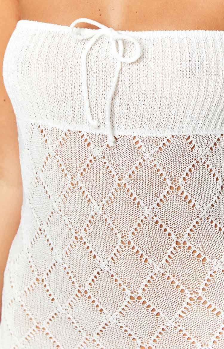 Halina White Knit Strapless Maxi Dress Image