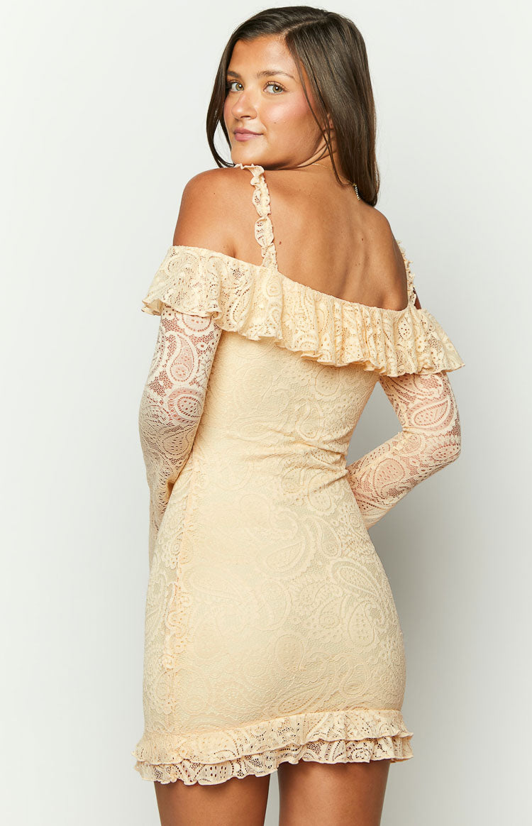 Harlow Cream Lace Mini Dress Beginning Boutique US