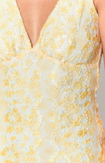 Harrie Yellow Lace Mini Dress