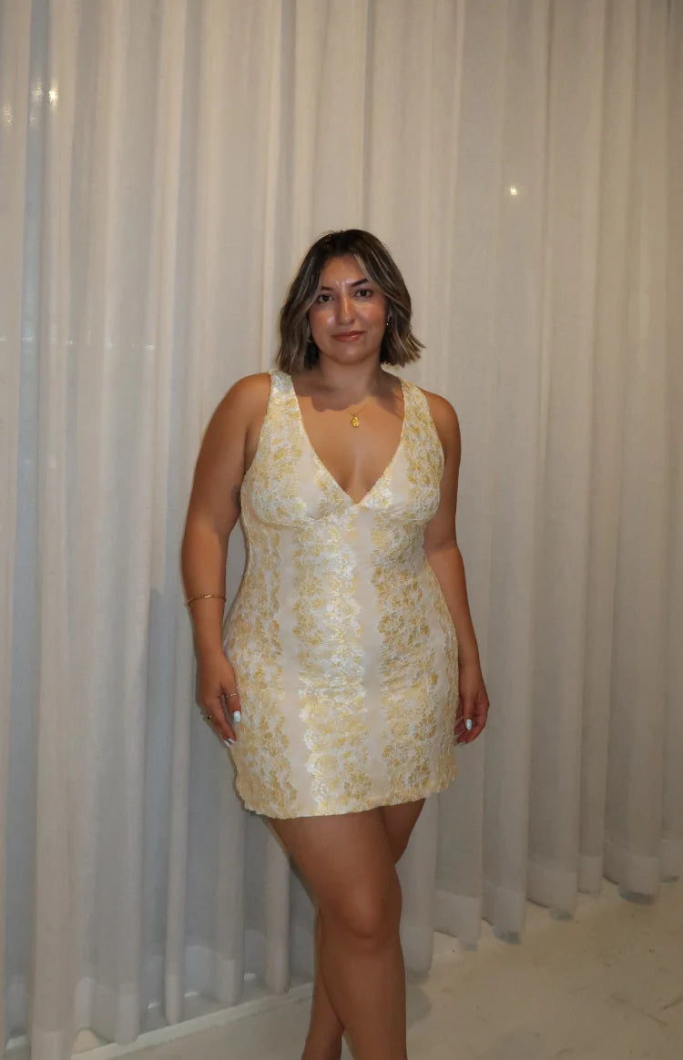 gold lace mini dress Short Gold Sequin Hoco Dress: Blondie Nites 5798BN Gold / 0
