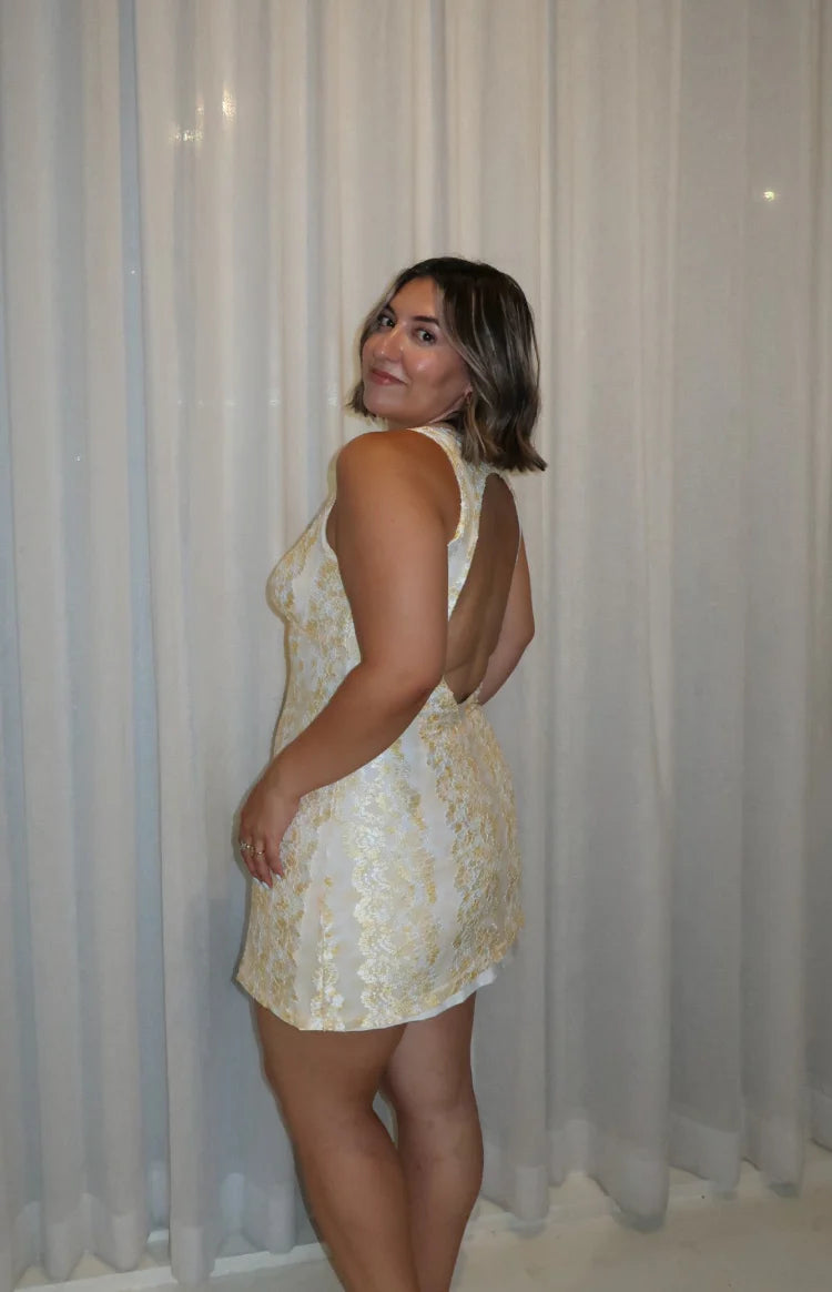 Harrie Yellow Lace Mini Dress | Beginning Boutique US Harrie Yellow Lace Mini Dress | Beginning Boutique US